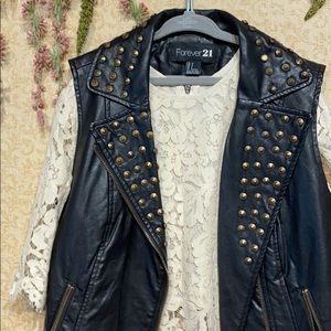 EUC- Forever 21 Faux Leather Black Studded vest